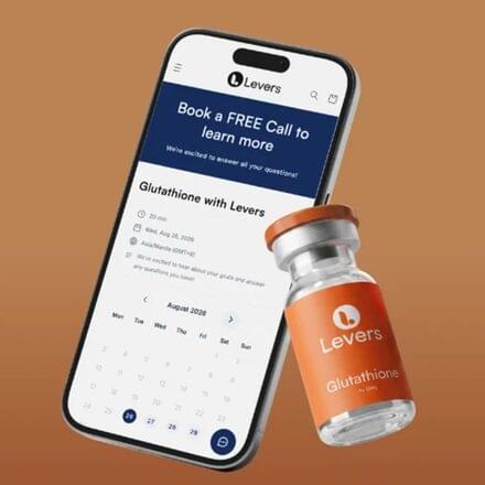 Smartphone with the Levers intake form next to a Glutathione vial